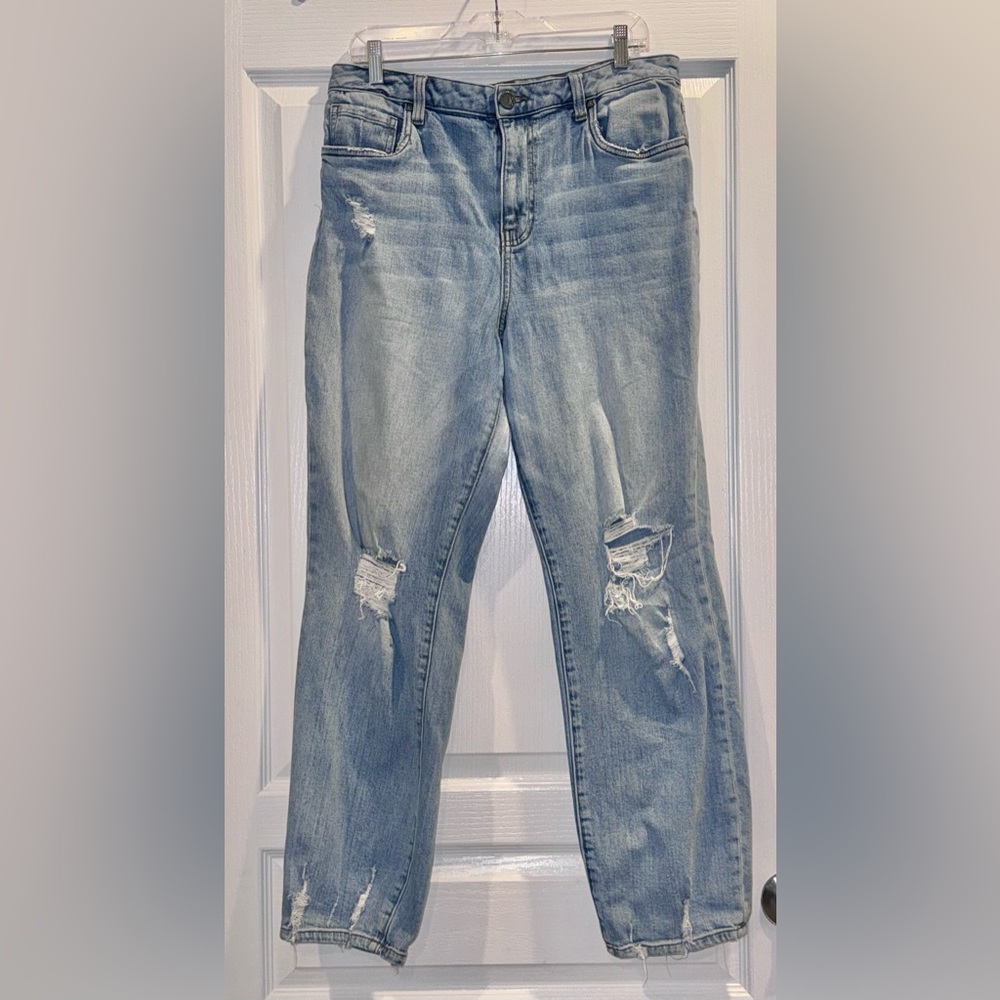 kut from cloth hi rise BAGGIE distressed jeans womens size 12